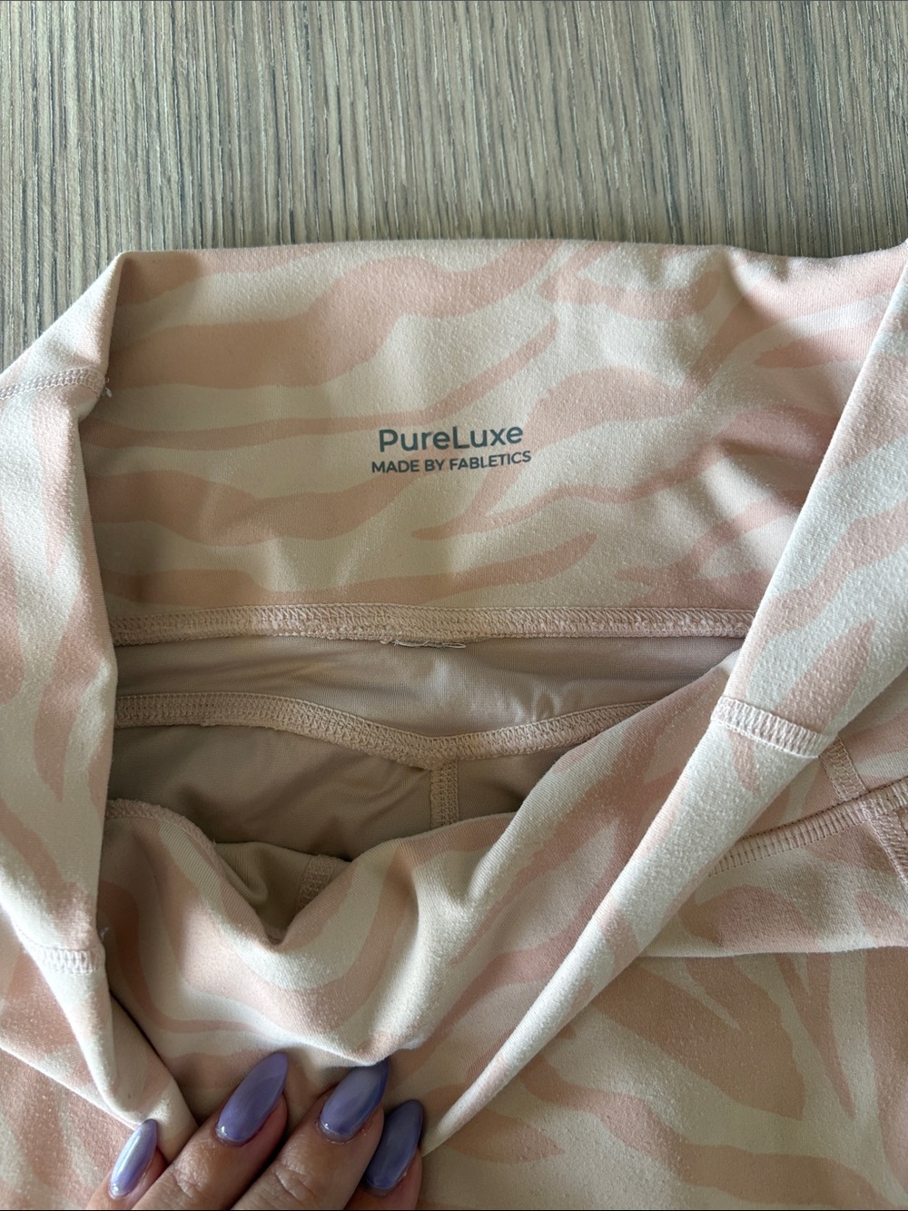 Fabletics PureLuxe Pink Zebra Print High Waisted Leggings Size Medium Pockets - Picture 2 of 9